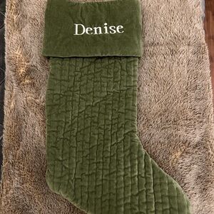 Pottery Barn Olive Green Velvet Stocking